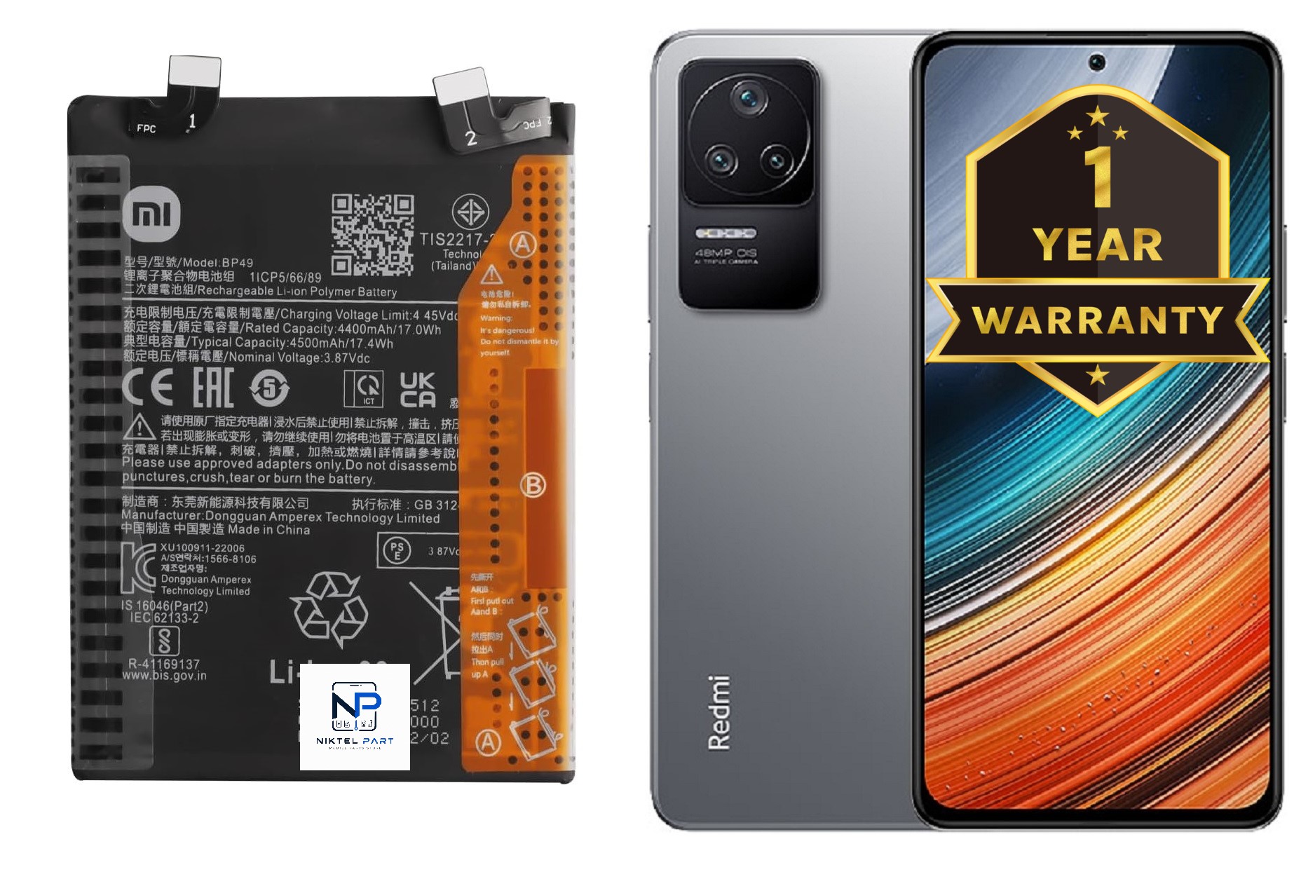 باتری شیائومی Redmi K40S مدل: BP49 اورجینال گارانتی یکساله (حتی بادکردگی) ارسال سریع از نیکتل پارت کرج